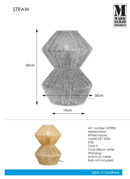 Markslöjd 107983 - Lampă de masă STRAW 1xE27/40W/230V