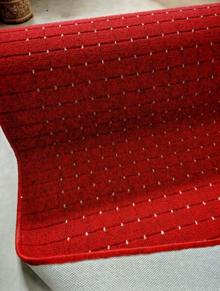 Traversa Antiderapanta Hol Bucatarie, Model Stanford Red Cream, Rosu 67 x 400