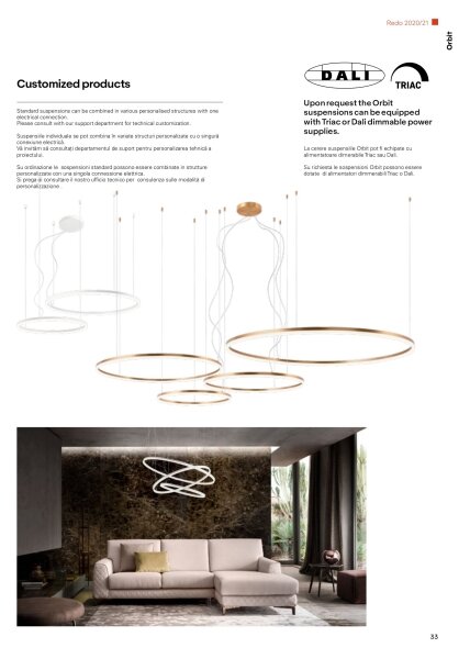 Redo 01-1721 - Lustră LED pe cablu ORBIT LED/42W + LED/66W/230V bronz