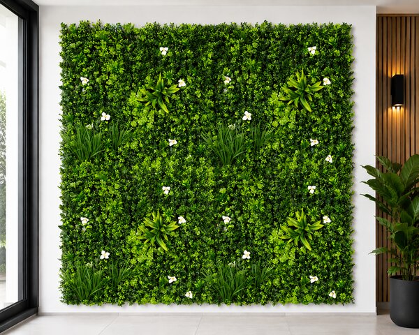Panouri perete iarba, 100 x 100 cm decoratiune iarba artificiala cu legatori, Model Bellin B018, Balcon Gard Restaurat Hotel, Exterior Interior 100