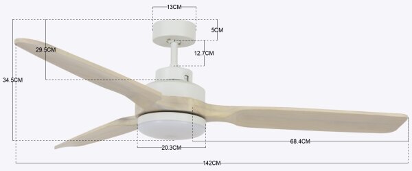 Ventilator LED de tavan Lucci air 213055 SHOALHAVEN GX53/17W/230V paulovnia + telecomandă