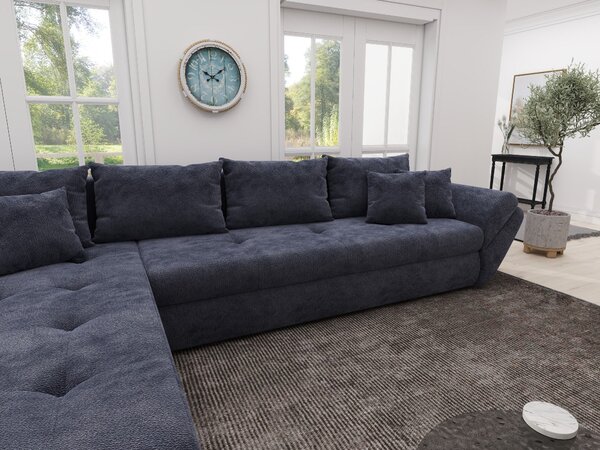 Colțar extensibil dumonde cu ladă de depozitare si sezut confortabil din spuma high-density, Loana XL Vibe Albastru 335x185 cm