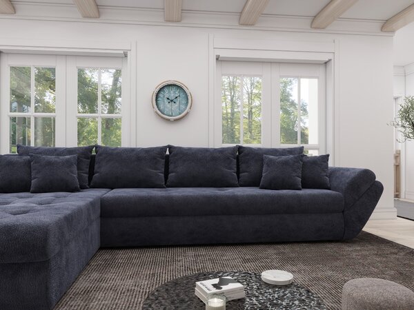 Colțar extensibil dumonde cu ladă de depozitare si sezut confortabil din spuma high-density, Loana XL Vibe Albastru 335x185 cm