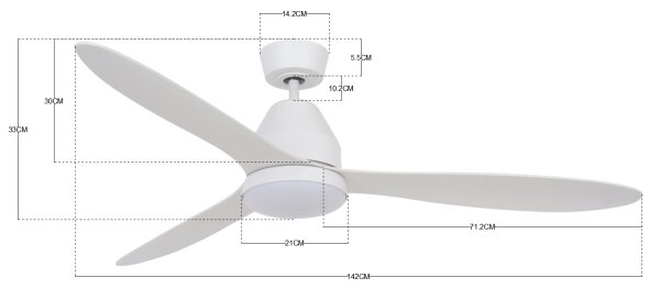 Ventilator LED de tavan Lucci air 213043 WHITEHAVEN GX53/17W/230V alb + telecomandă