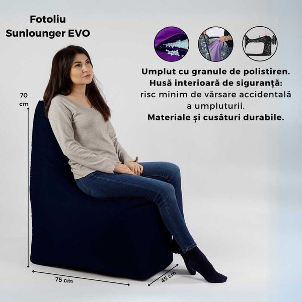 Fotoliu tip Scaun Sunlounger EVO, Material Impermeabil - Rosu