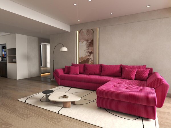 Colțar extensibil dumonde cu ladă de depozitare Loana XL Zoom Rosu II 335x185 cm