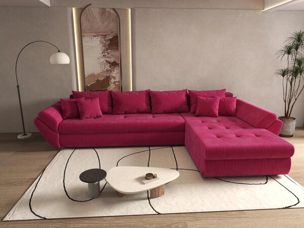 Colțar extensibil dumonde cu ladă de depozitare Loana XL Zoom Rosu II 335x185 cm