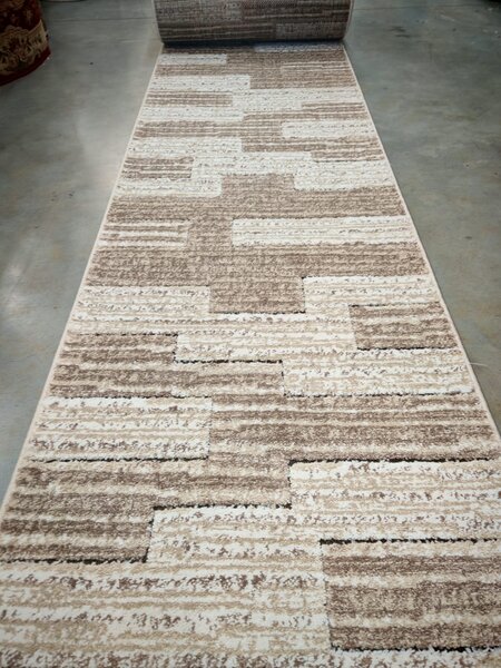 Traversa Hol, Model Fashion 32002 120, Festonata, Crem Maro Latime 80 cm 80 x 200