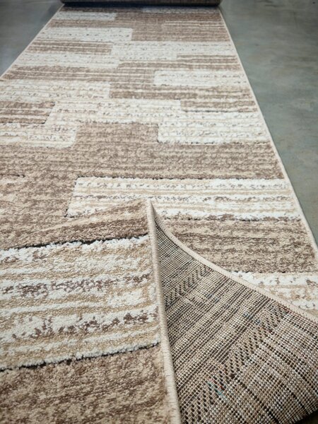 Traversa Hol, Model Fashion 32002 120, Festonata, Crem Maro Latime 80 cm 80 x 200
