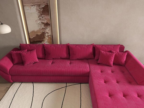 Colțar extensibil dumonde cu ladă de depozitare Loana XL Zoom Rosu II 335x185 cm