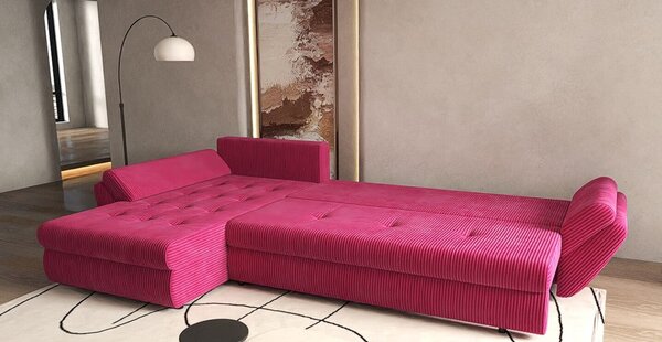 Colțar extensibil dumonde cu ladă de depozitare Loana XL Zoom Rosu II 335x185 cm