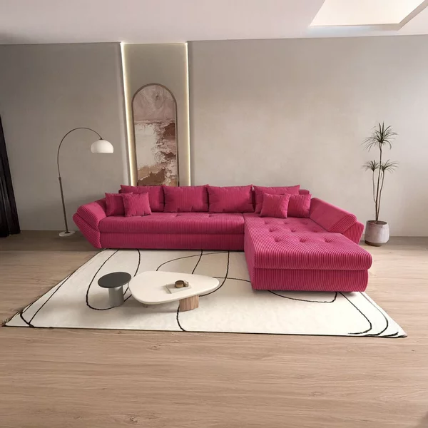 Colțar extensibil dumonde cu ladă de depozitare Loana XL Zoom Rosu II 335x185 cm