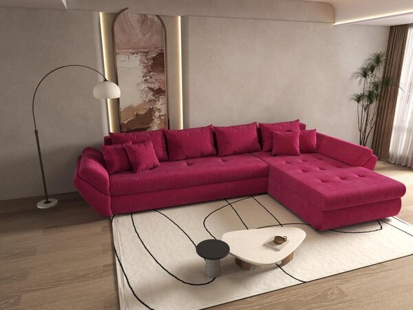 Colțar extensibil dumonde cu ladă de depozitare Loana XL Zoom Rosu II 335x185 cm