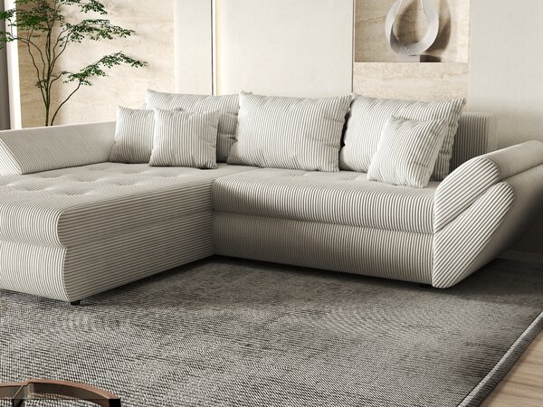 Colțar extensibil dumonde cu ladă de depozitare Loana Zoom Crem 270x185 cm