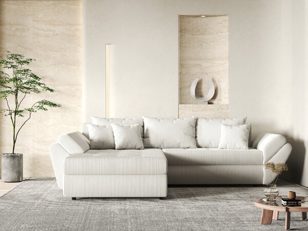Colțar extensibil dumonde cu ladă de depozitare Loana Zoom Crem 270x185 cm