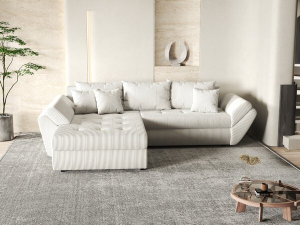 Colțar extensibil dumonde cu ladă de depozitare Loana Zoom Crem 270x185 cm