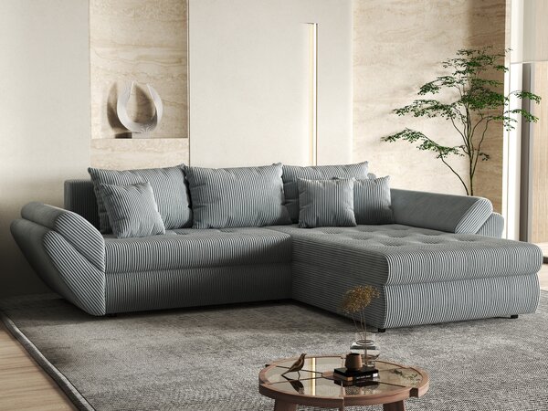Colțar extensibil dumonde cu ladă de depozitare Loana Zoom Grey II 270x185 cm