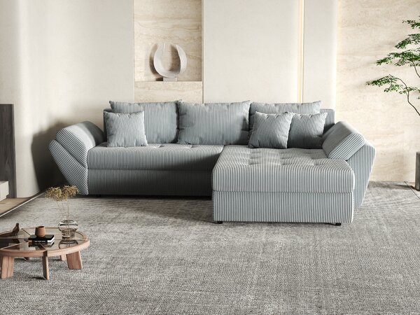 Colțar extensibil dumonde cu ladă de depozitare Loana Zoom Grey II 270x185 cm