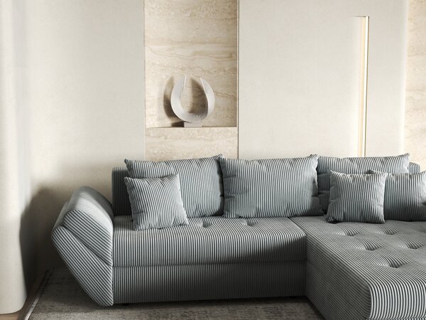 Colțar extensibil dumonde cu ladă de depozitare Loana Zoom Grey II 270x185 cm