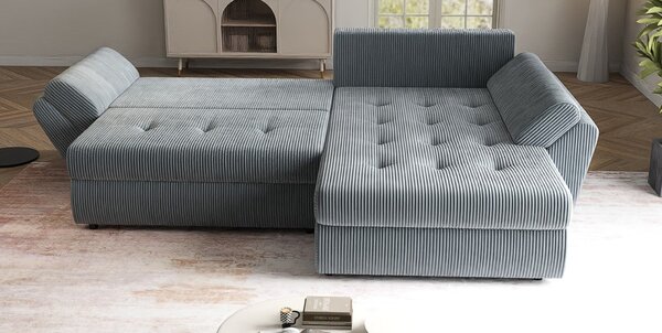 Colțar extensibil dumonde cu ladă de depozitare Loana Zoom Grey II 270x185 cm