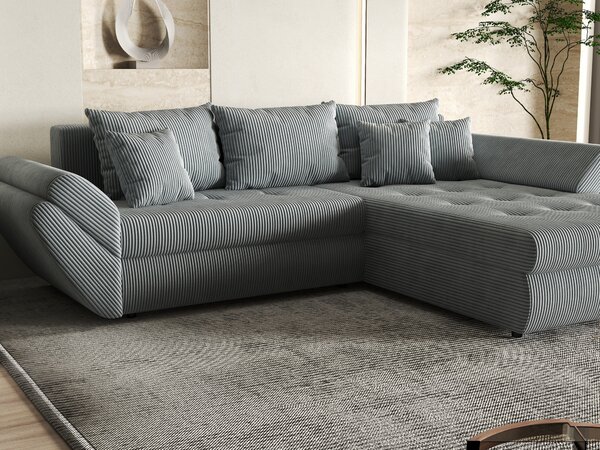 Colțar extensibil dumonde cu ladă de depozitare Loana Zoom Grey II 270x185 cm