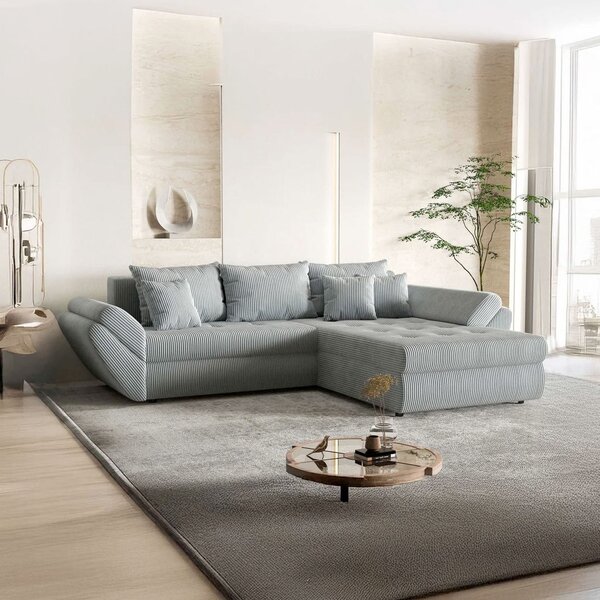 Colțar extensibil dumonde cu ladă de depozitare Loana Zoom Grey II 270x185 cm