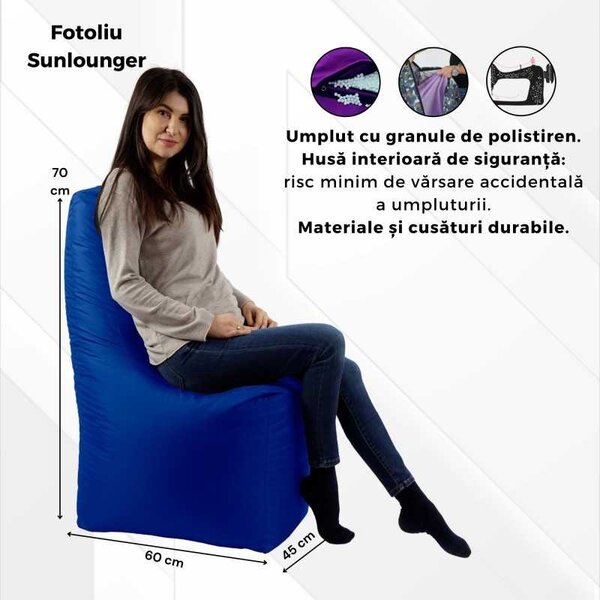 Fotoliu tip Scaun Sunlounger, Material Impermeabil - Grey