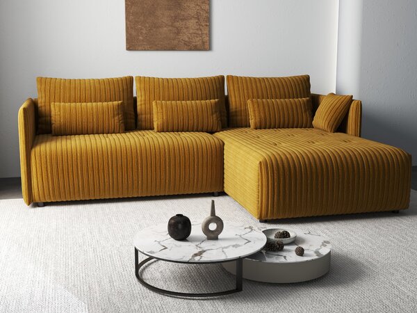 Colțar extensibil dumonde cu ladă de depozitare Malta Ambience Mustard II 235x185 cm