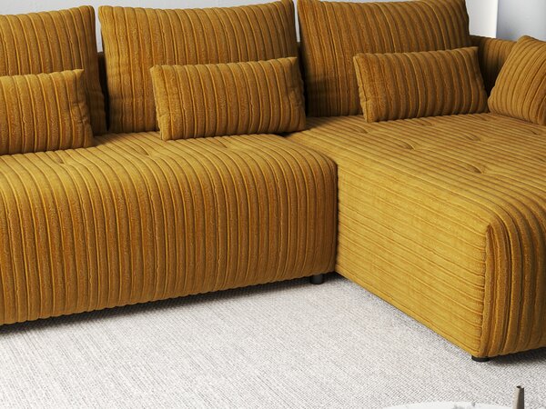 Colțar extensibil dumonde cu ladă de depozitare Malta Ambience Mustard II 235x185 cm