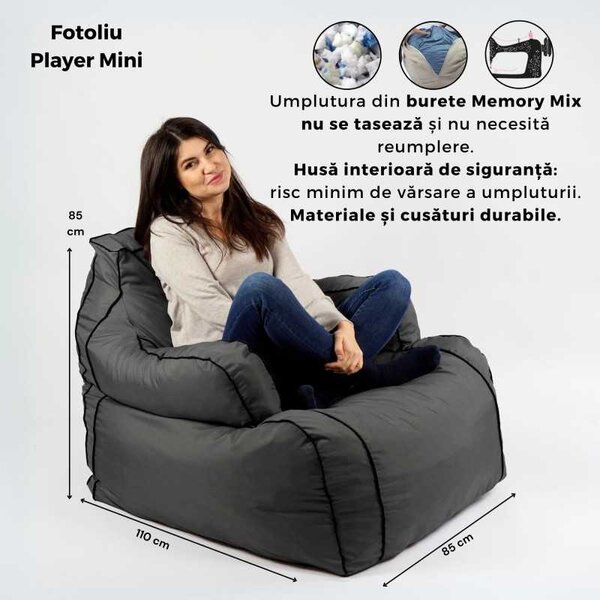 Fotoliu Player Mini Pufrelax, Material Impermeabil - Blue Royal