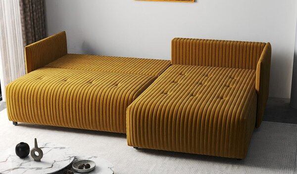 Colțar extensibil dumonde cu ladă de depozitare Malta Ambience Mustard II 235x185 cm