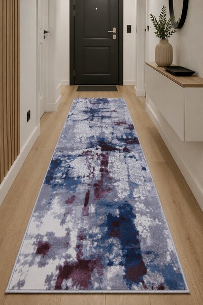 Traversa Hol, Model Topaz 1807X, Traversa festonata Latime 60 cm, Gri Albastru 60 x 200