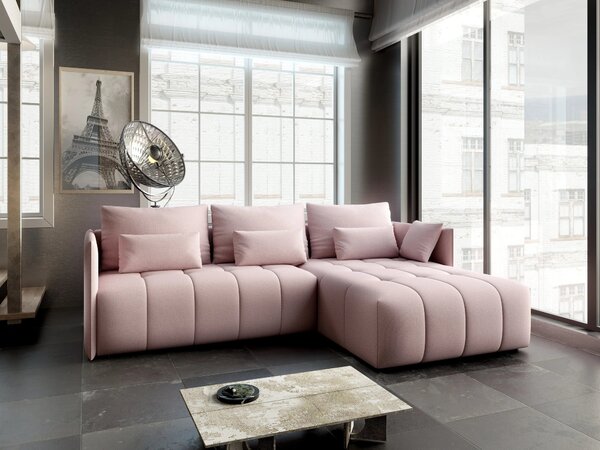 Colțar extensibil dumonde cu ladă de depozitare Malta Enjoy Flamingo II 235x185 cm