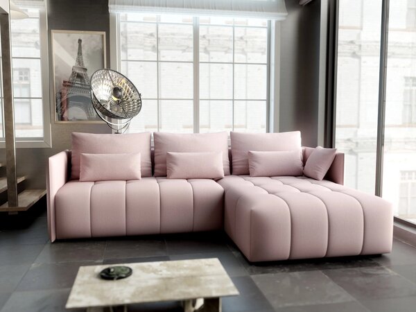 Colțar extensibil dumonde cu ladă de depozitare Malta Enjoy Flamingo II 235x185 cm