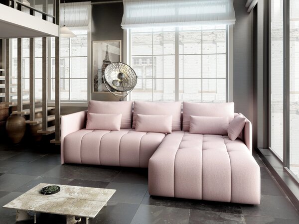 Colțar extensibil dumonde cu ladă de depozitare Malta Enjoy Flamingo II 235x185 cm