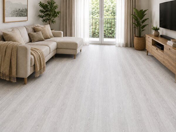 Covorul PVC linoleum Brown Board 82-20, Latimi 2 m, 2.5 m, 3 m , Suport pasla, Gri 2 x 2 m