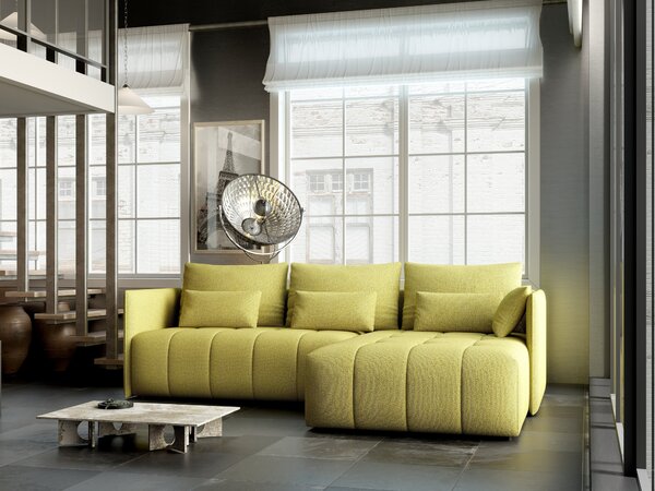 Colțar extensibil dumonde cu ladă de depozitare si sezut confortabil din spuma high-density, Malta Enjoy Green II 235x185 cm
