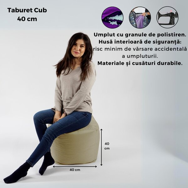 Taburet Cub, Material Impermeabil - Roz