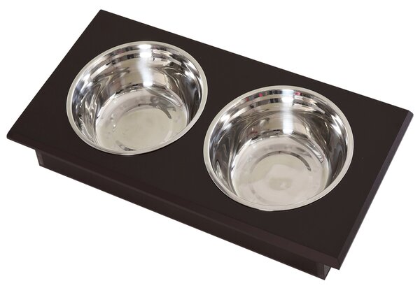 PawHut Set Boluri pentru Animăluțe, Hrănitor Dublu, Design Ergonomic, Alb și Gri | Aosom Romania