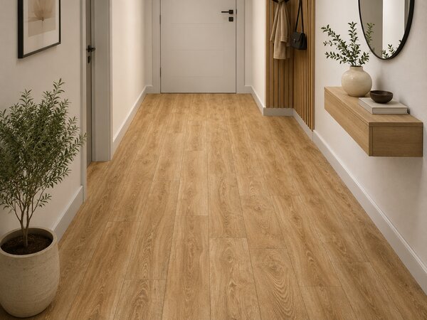 Covorul PVC linoleum Plank 069, Latimi 1 m, 1.5 m, 2 m si 2,5 m, 3 m, 3.5 m , Maro Imitatie parchet, Suport pasla 3 x 3 m