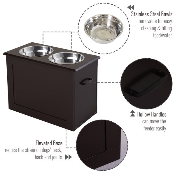 PawHut Set Boluri pentru Animăluțe, Hrănitor Dublu, Design Ergonomic, Alb și Gri | Aosom Romania