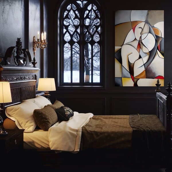 Tablou Canvas Premium LuxCanva® A1604, Un Cuplu Abstract , Living, Iubire, Familie, Imbratisare, Dormitor, Culori Vibrante