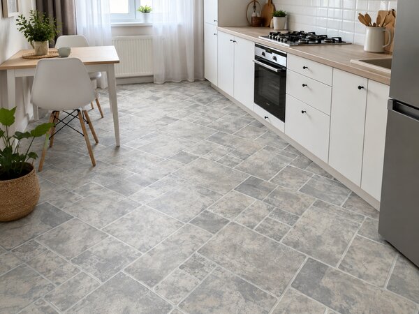 Linoleum Model Sand Stone 911, Latime 200 cm, Gri 2 x 6 m