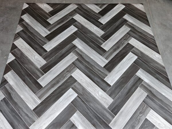 Linoleum Model Parchet Venice, Latime 200 cm, Negru Gri 2 x 15 m