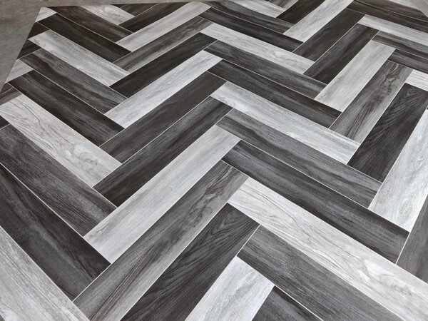 Linoleum Model Parchet Venice, Latime 200 cm, Negru Gri 2 x 15 m