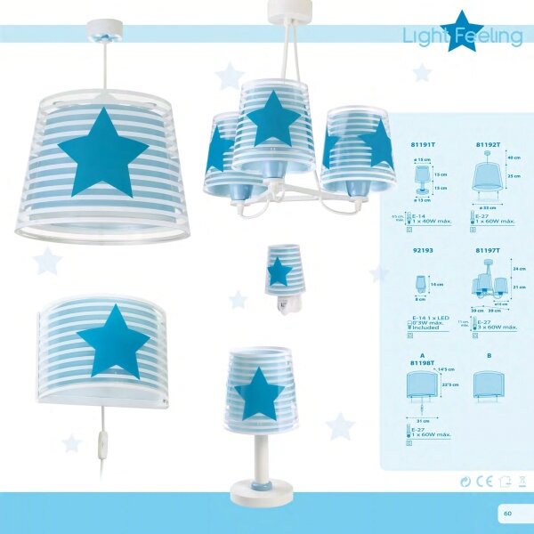 Dalber 81191T - Lampă copii LIGHT FEELING 1xE14/40W/230V