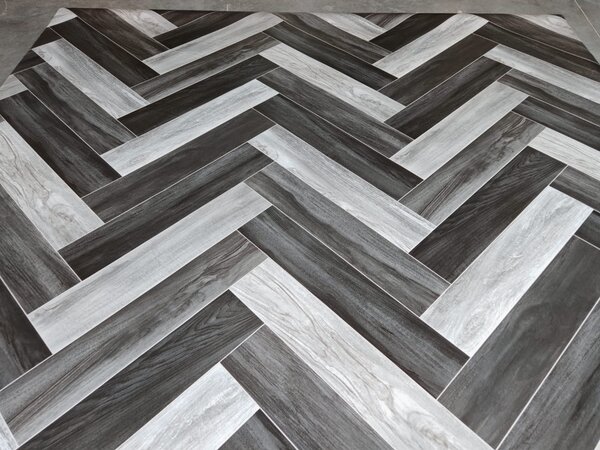Linoleum Model Parchet Venice, Latime 200 cm, Negru Gri 2 x 15 m