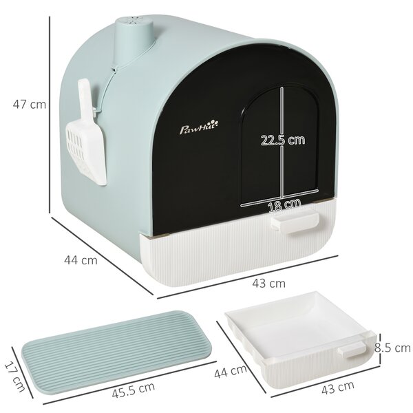 Litiera pisici PawHut, accesorii incluse, 43x44x47cm, verde | Aosom Romania