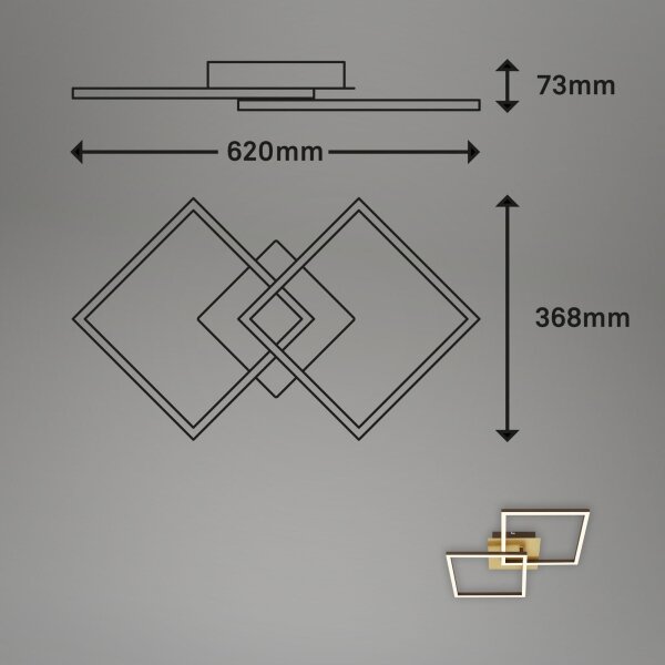 Plafonieră LED dimabilă FRAME 2xLED/11W/230V auriu Briloner 3210-017