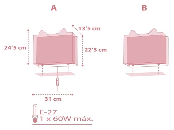 Dalber 64588 - Aplică perete copii LITTLE FOX 1xE27/60W/230V